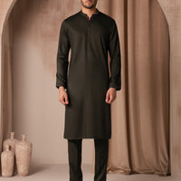 Blended Dark Green Kurta Trouser - J. Junaid Jamshed