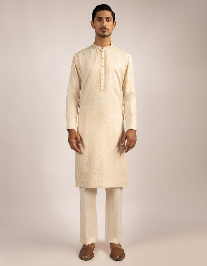 Blended Beige Special Kurta - J. Junaid Jamshed