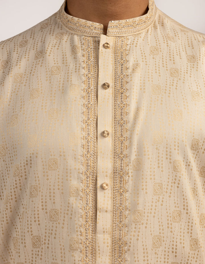 Blended Beige Special Kurta - J. Junaid Jamshed
