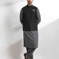 Suiting Black Waist Coat - J. Junaid Jamshed