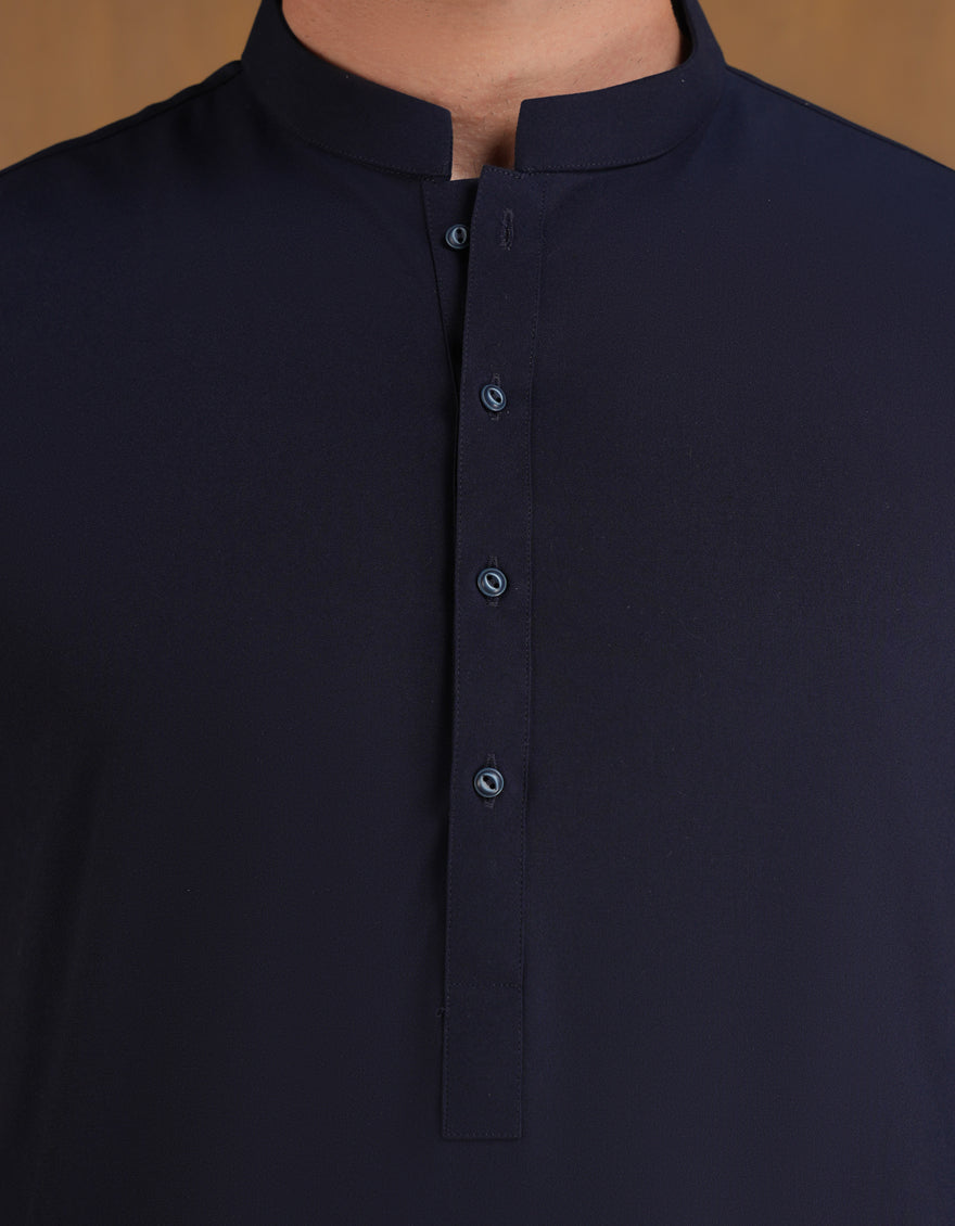 Blended Blue Unstitched Suit - J. Junaid Jamshed