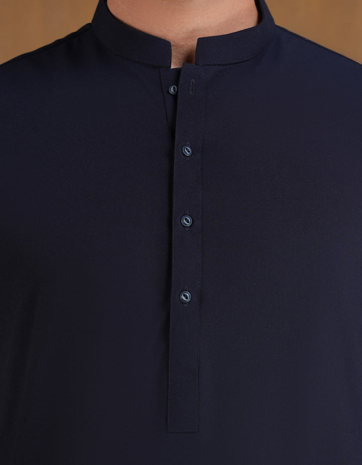 Blended Blue Unstitched Suit - J. Junaid Jamshed