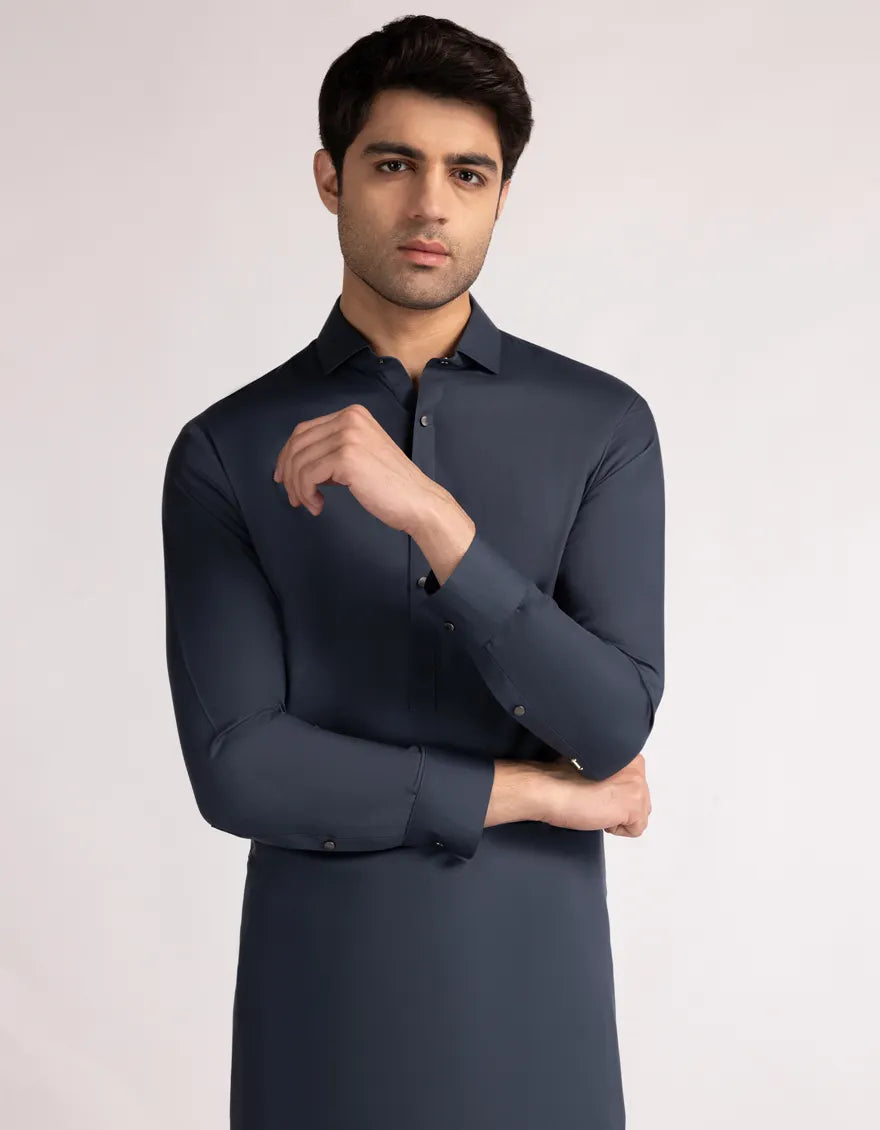 Blended Blue Shalwar Kameez  - J. Junaid Jamshed