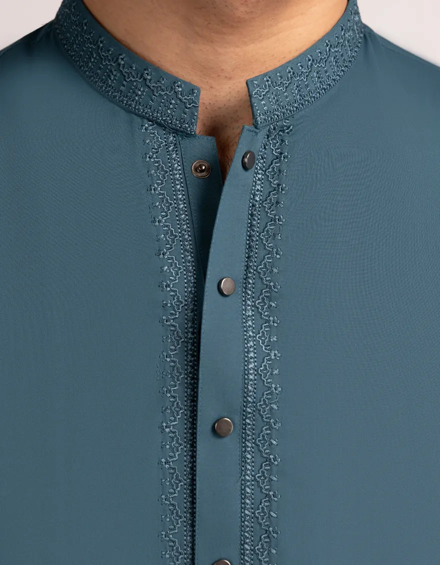 Blended Sea Green Kurta Trouser- J. Junaid Jamshed