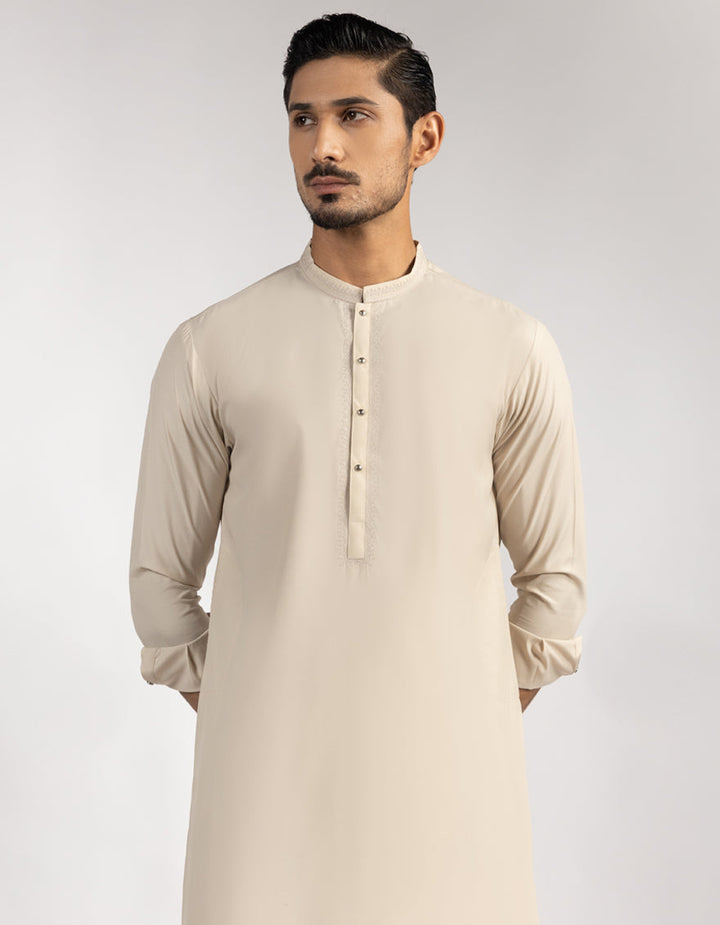 Blended Beige Shalwar Kameez - J. Junaid Jamshed