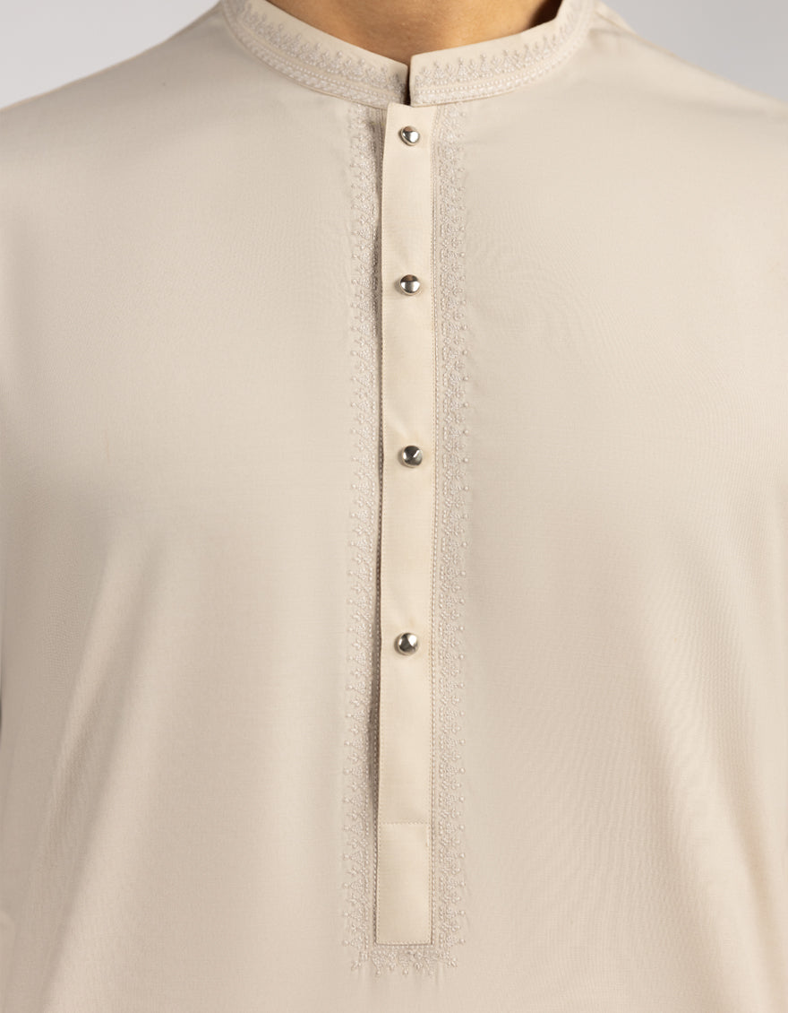 Blended Beige Shalwar Kameez - J. Junaid Jamshed