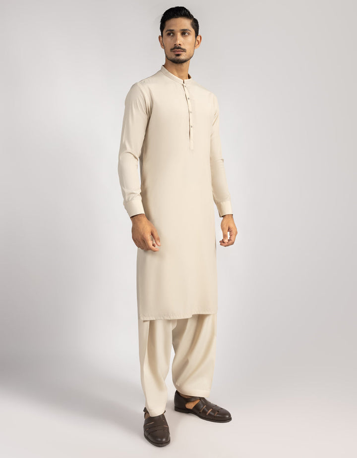 Blended Beige Shalwar Kameez - J. Junaid Jamshed
