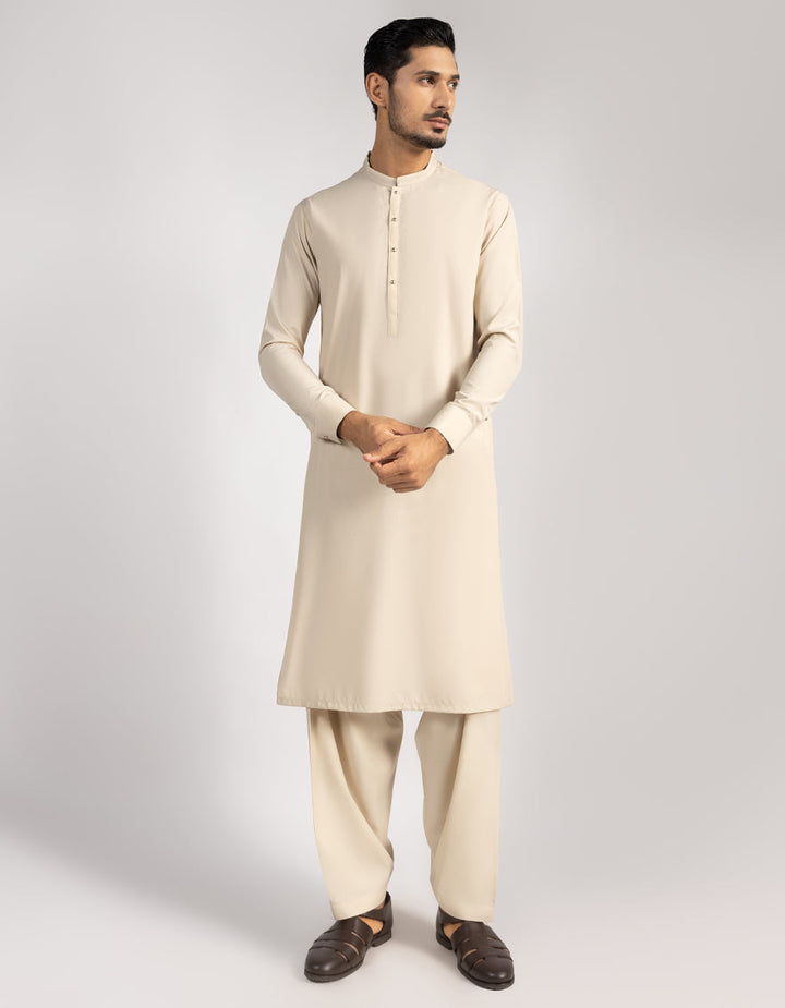 Blended Beige Shalwar Kameez - J. Junaid Jamshed