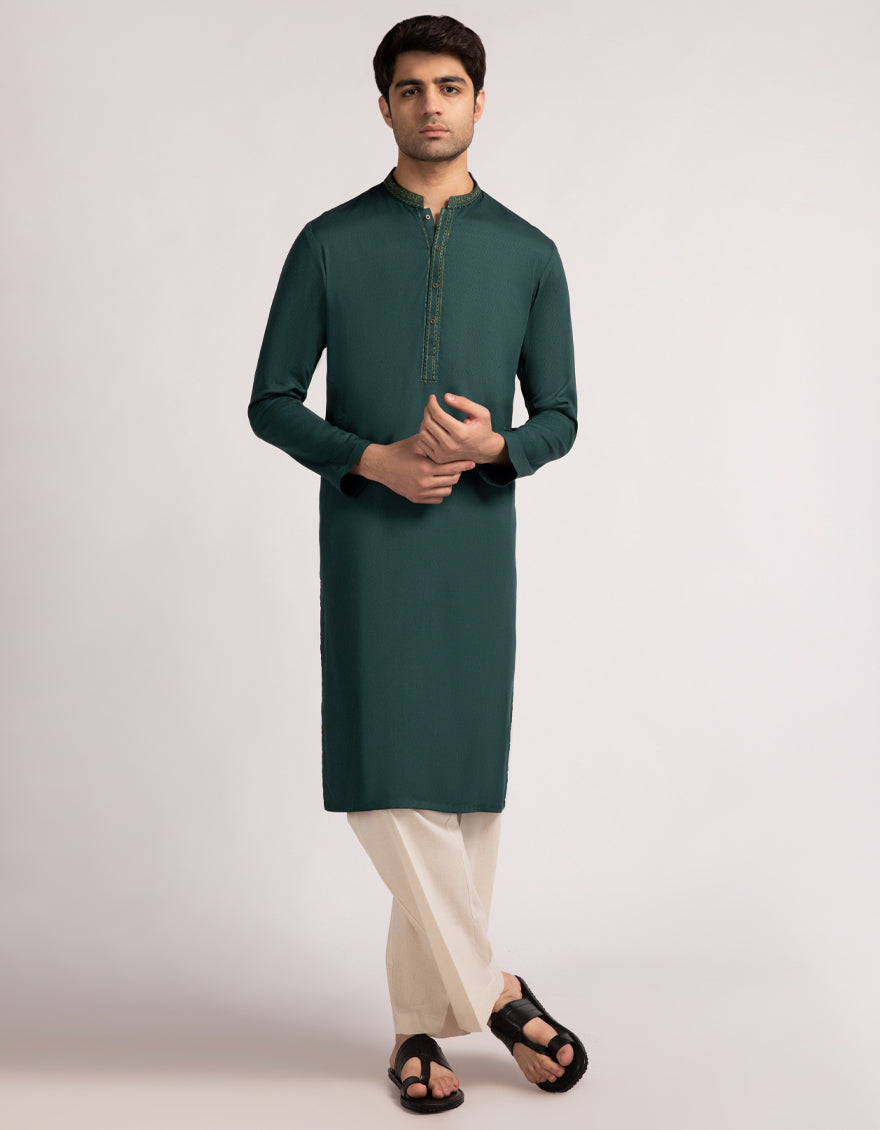 Blended Green Kurta Trouser- J. Junaid Jamshed