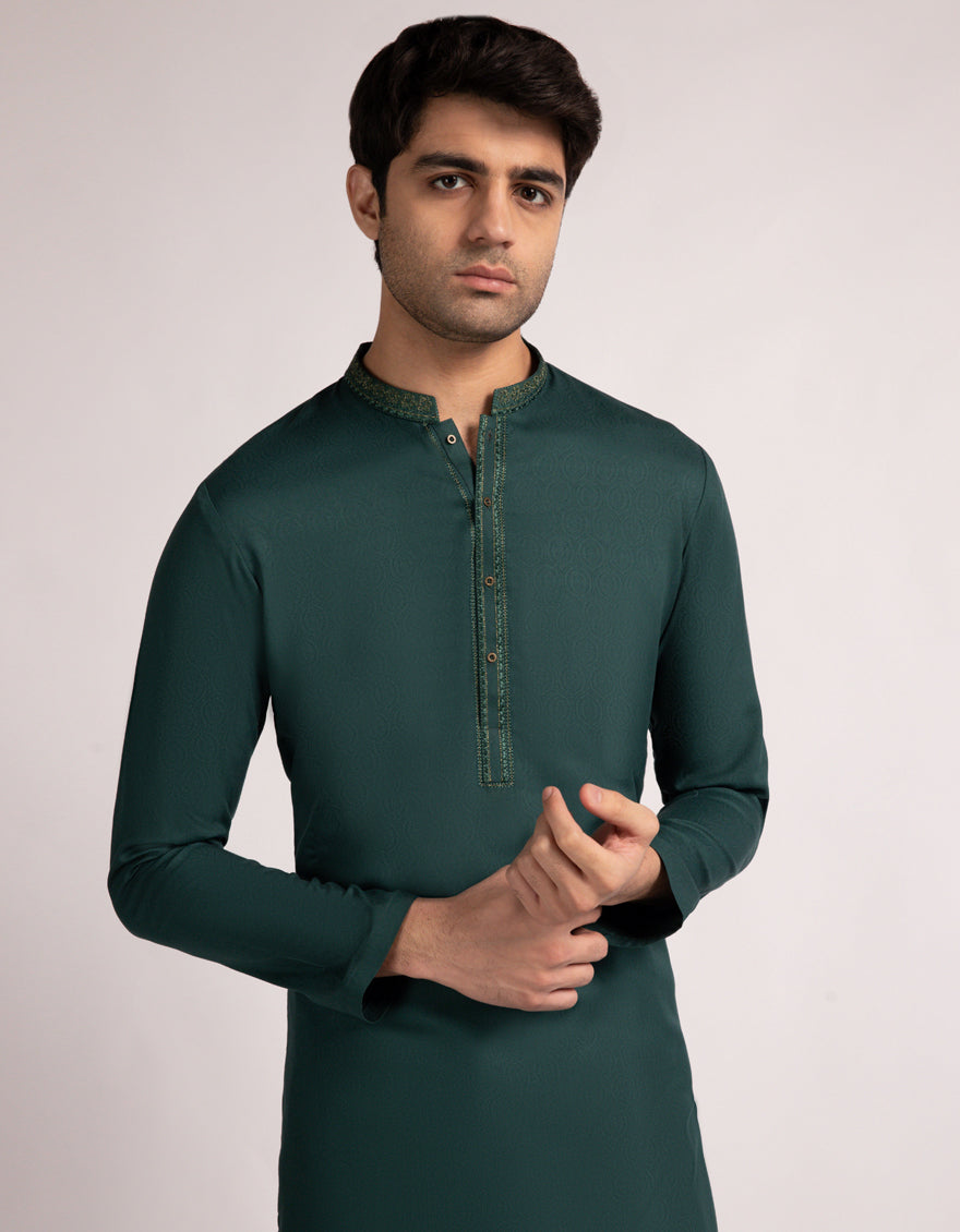 Blended Green Kurta Trouser- J. Junaid Jamshed