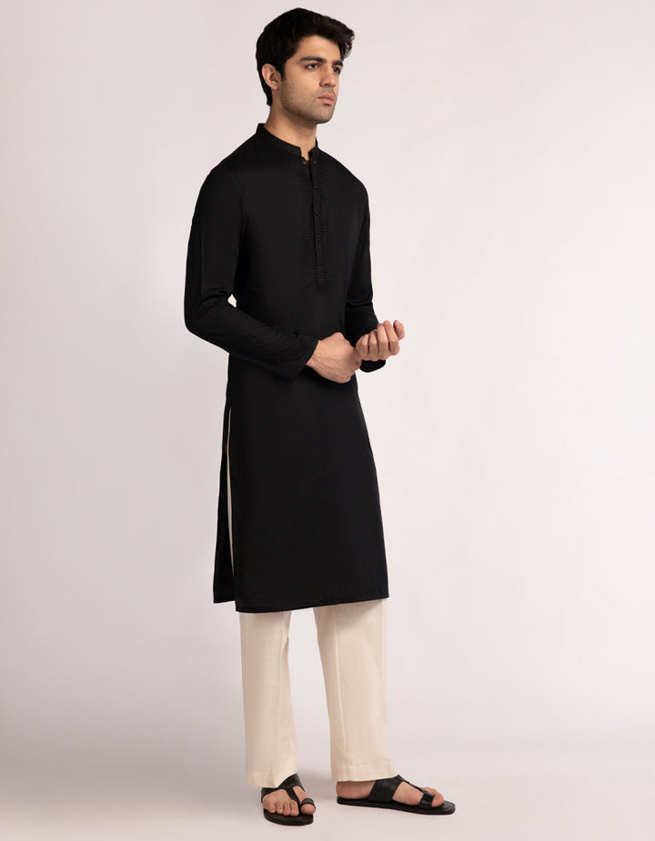 Blended Black Kurta Trouser - J. Junaid Jamshed