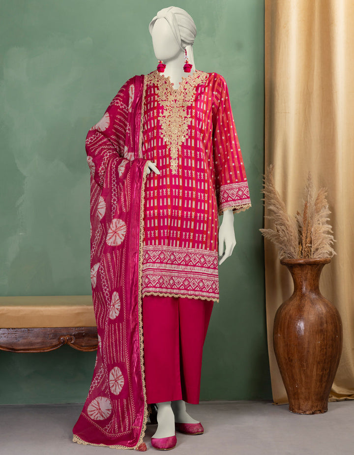 Lawn Pink Unstitched Suit - J. Junaid Jamshed