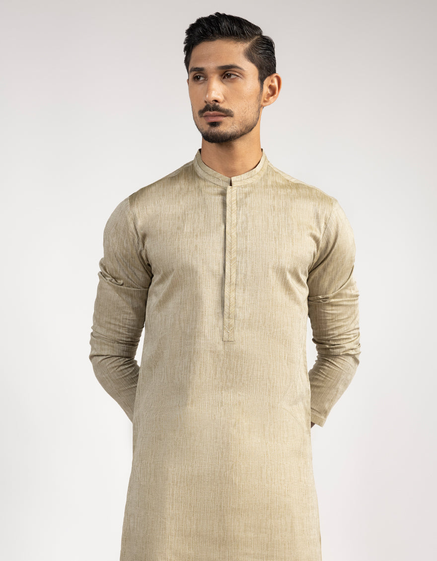 Cotton Beige Kurta - J. Junaid Jamshed