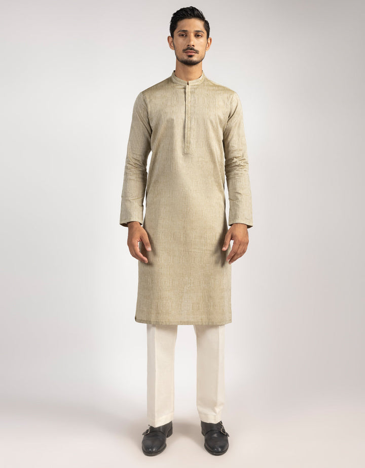 Cotton Beige Kurta - J. Junaid Jamshed