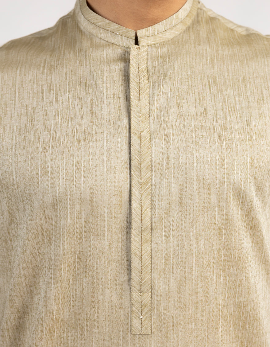 Cotton Beige Kurta - J. Junaid Jamshed