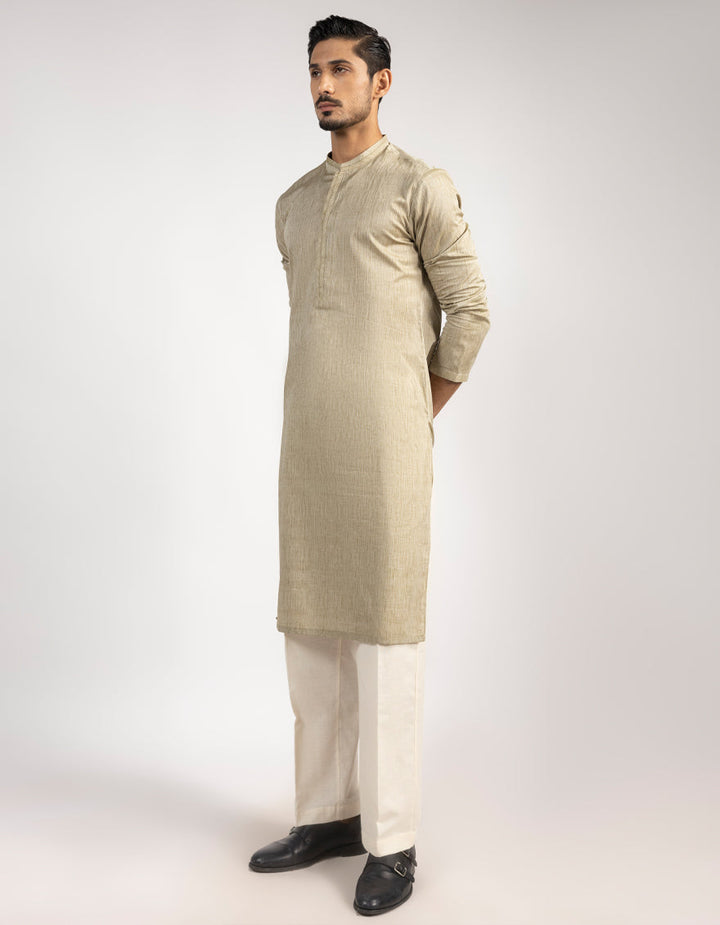 Cotton Beige Kurta - J. Junaid Jamshed