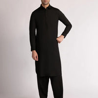 Blended Black Shalwar Kameez  - J. Junaid Jamshed