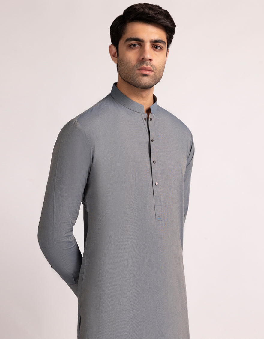 Cotton Denim Blue Kurta Trouser- J. Junaid Jamshed