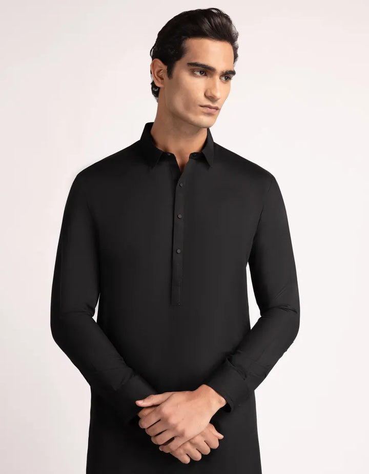 Blended Black Shalwar Kameez - J. Junaid Jamshed