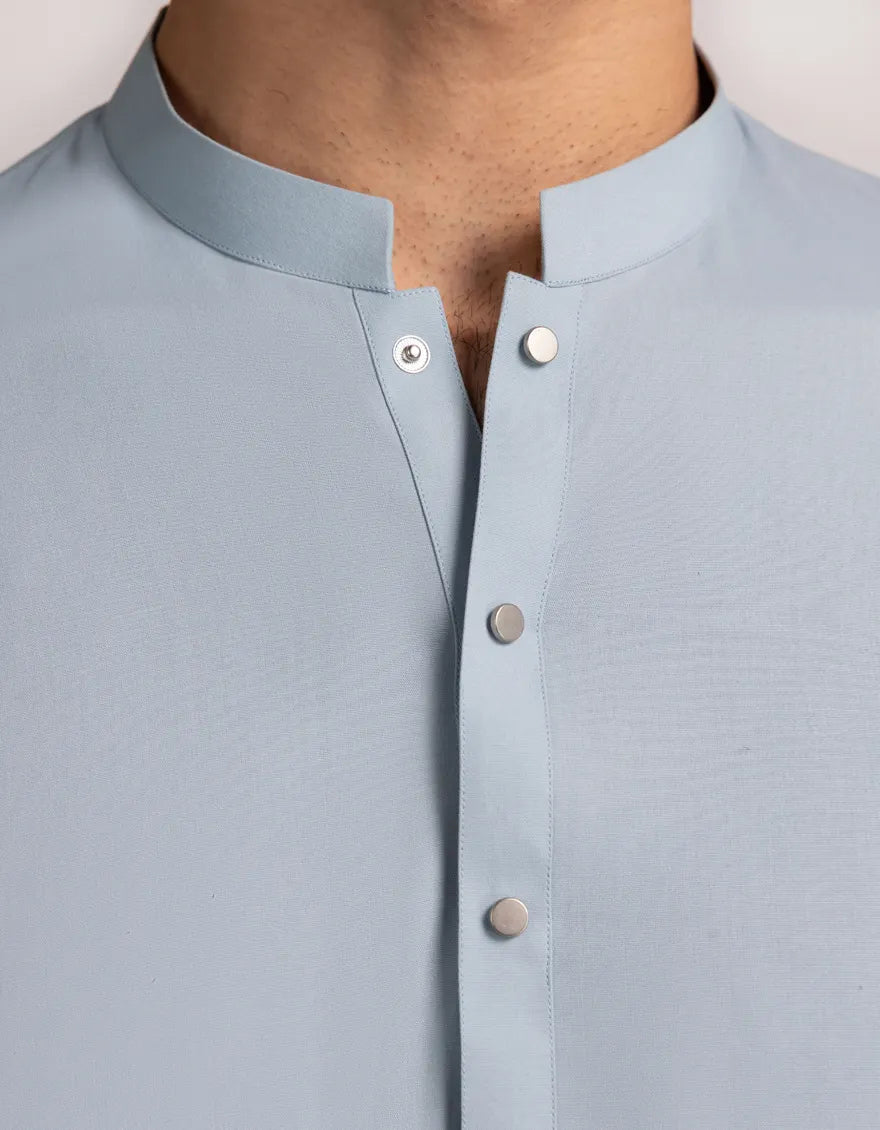 Polyester Sky Blue Shalwar Kameez  - J. Junaid Jamshed