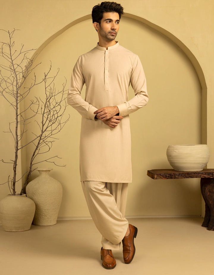 Blended White Unstitched Suit - J. Junaid Jamshed