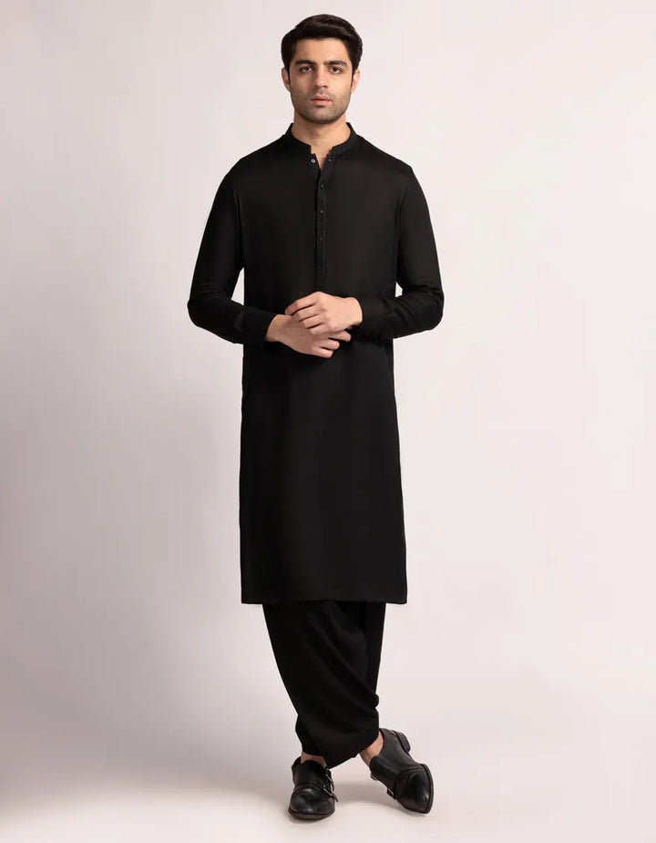 Blended Black Shalwar Kameez  - J. Junaid Jamshed