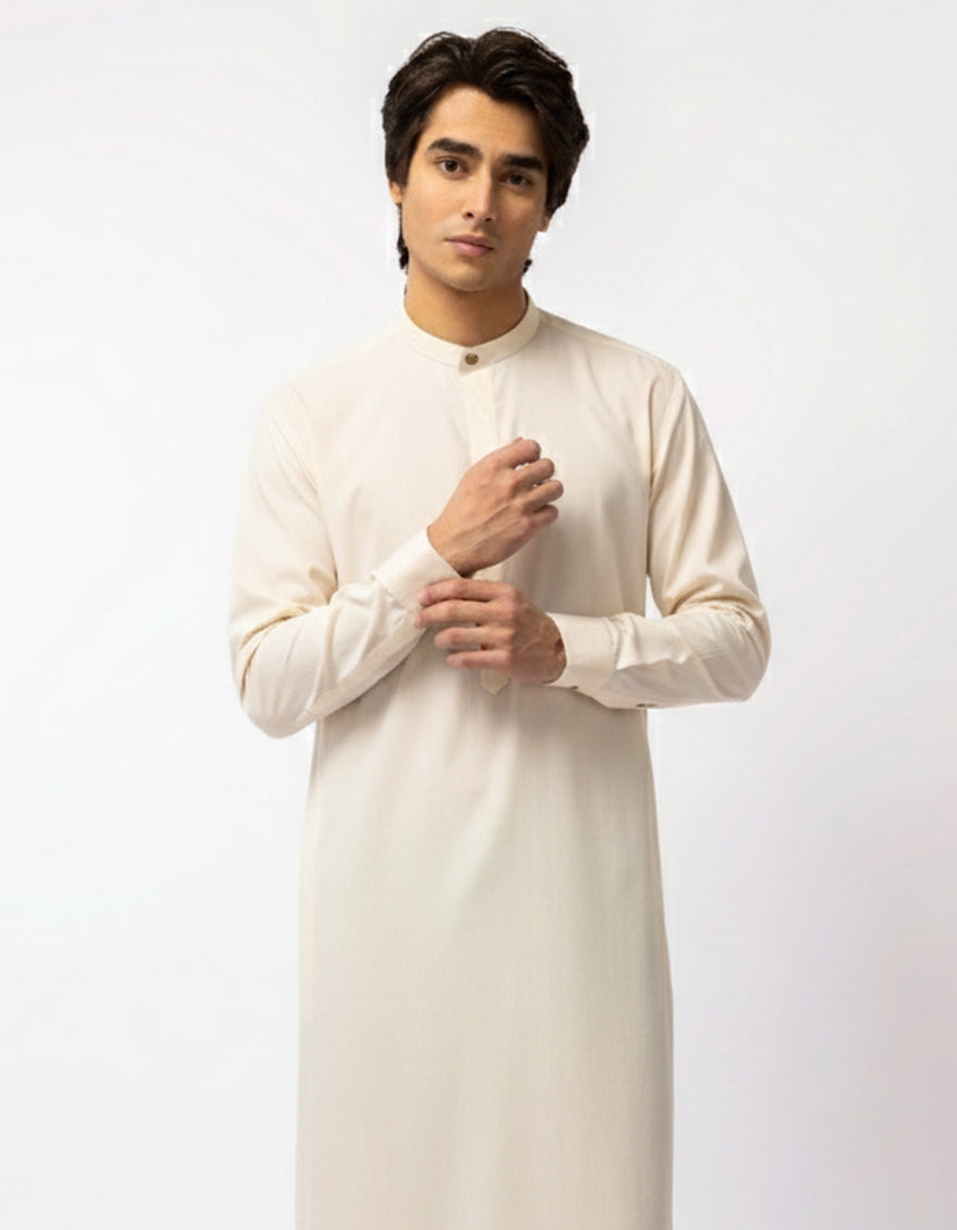 Blended Off White Jubba - J. Junaid Jamshed
