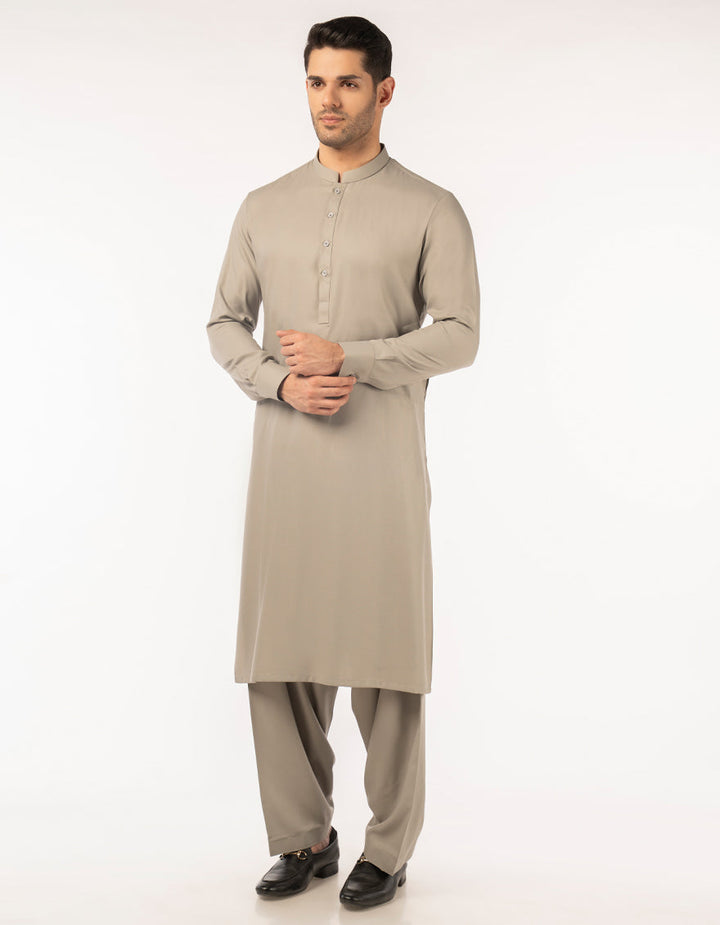 Blended Grey Unstitched Suit - J. Junaid Jamshed