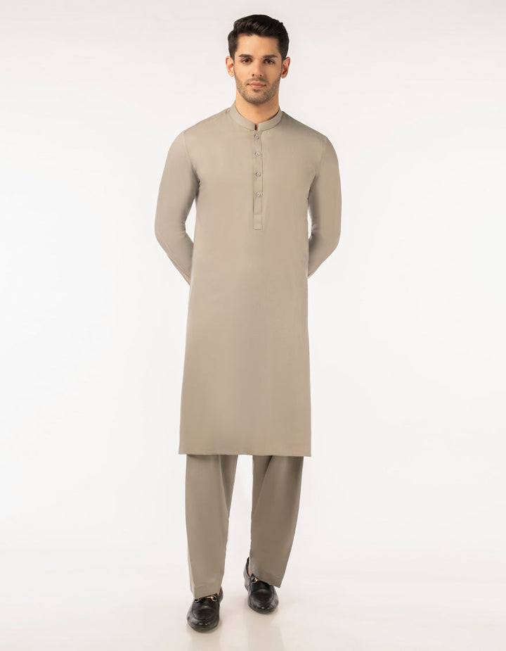 Blended Grey Unstitched Suit - J. Junaid Jamshed