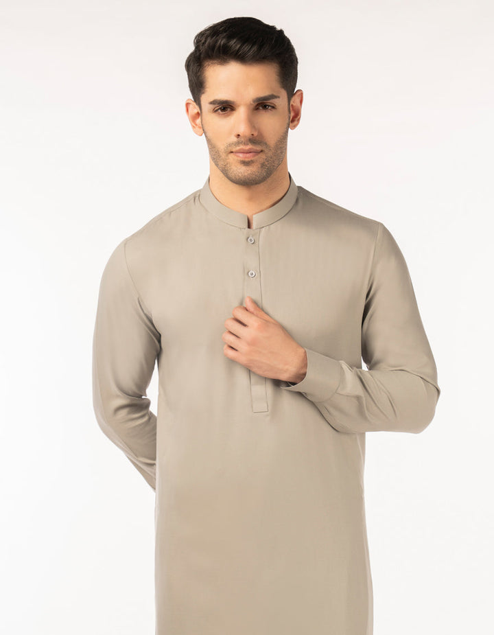 Blended Grey Unstitched Suit - J. Junaid Jamshed