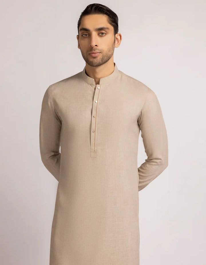 Blended Beige Shalwar Kameez - J. Junaid Jamshed