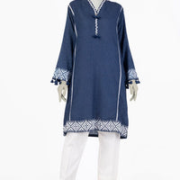 Dobby Blue Kurti - J. Junaid Jamshed
