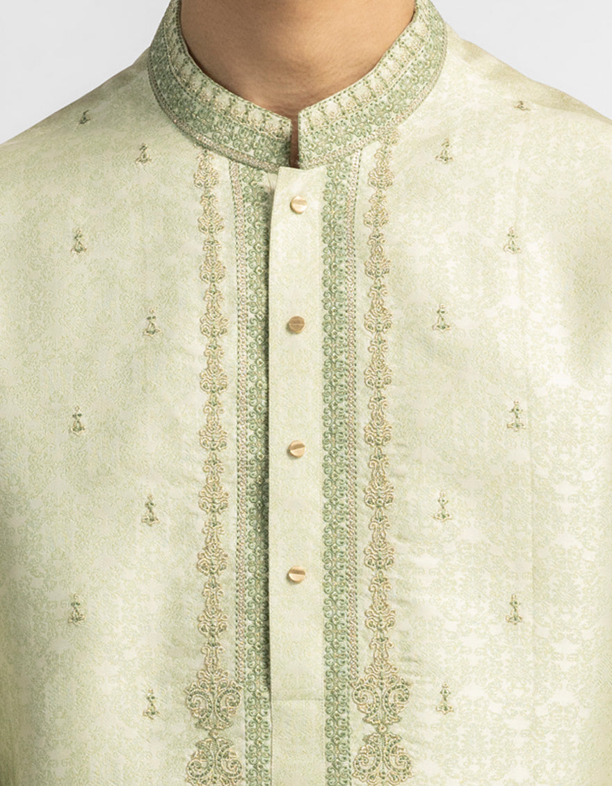 Polyester Light Green Special Kurta - J. Junaid Jamshed