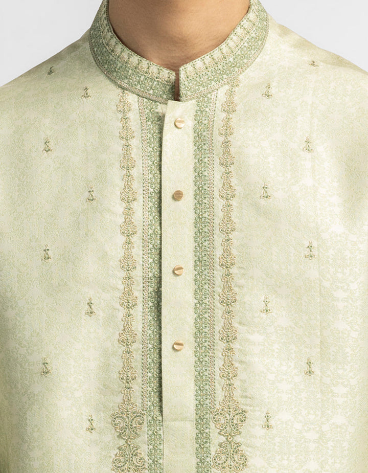 Polyester Light Green Special Kurta - J. Junaid Jamshed