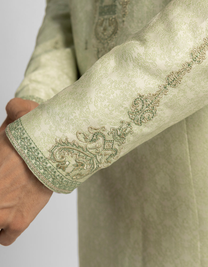 Polyester Light Green Special Kurta - J. Junaid Jamshed