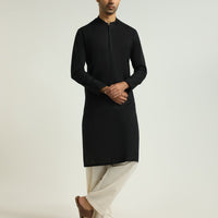 Cotton Black Kurta - J. Junaid Jamshed