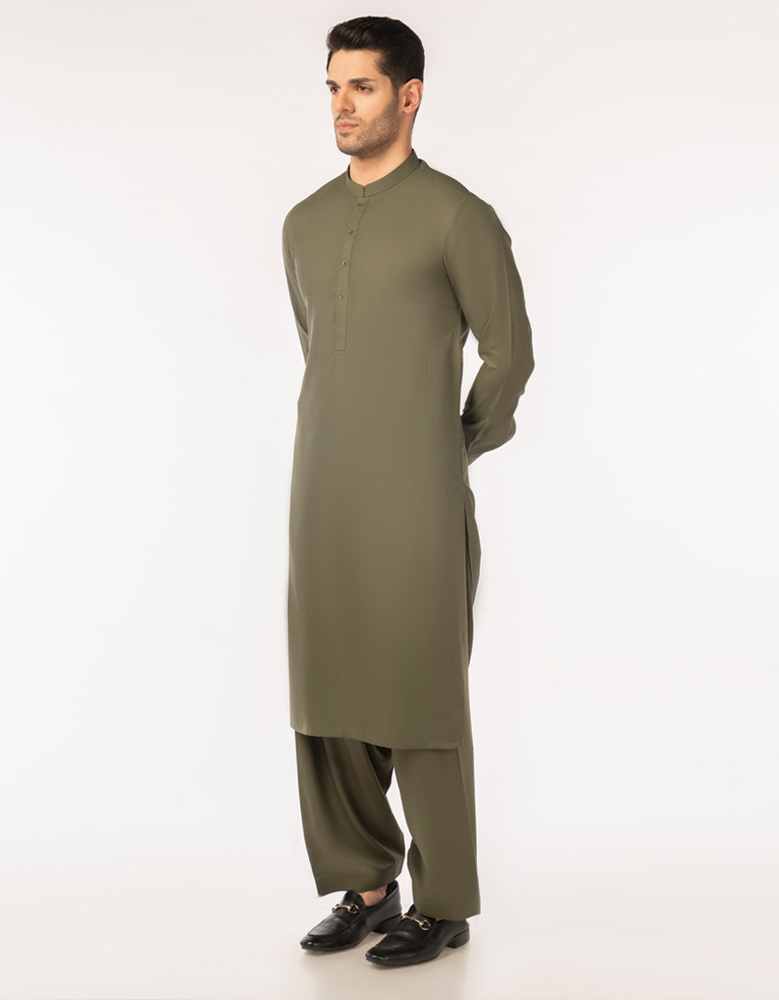 Blended Green Unstitched Suit - J. Junaid Jamshed