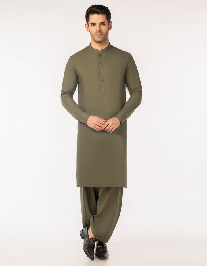 Blended Green Unstitched Suit - J. Junaid Jamshed