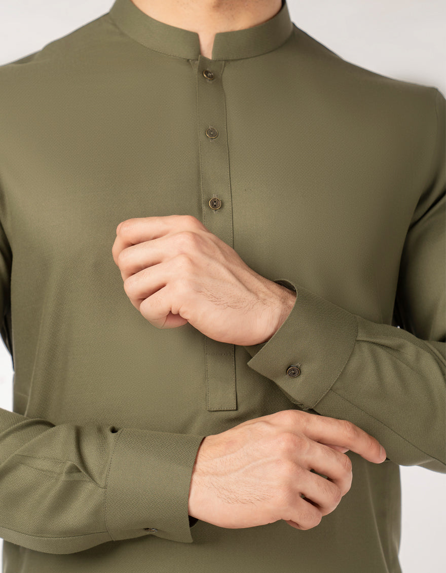 Blended Green Unstitched Suit - J. Junaid Jamshed