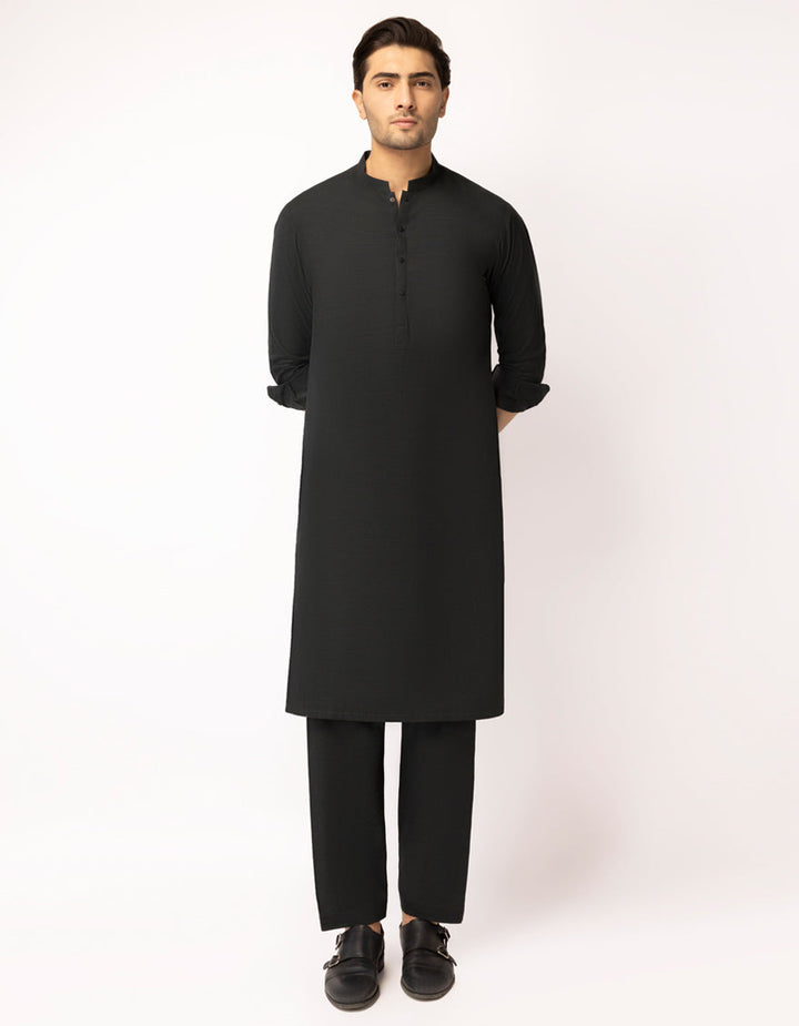 Cotton Black Green Kurta Trouser - J. Junaid Jamshed