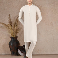 Polyester White Unstitched Suit - J. Junaid Jamshed