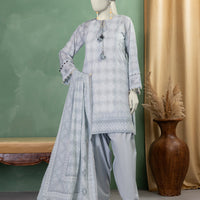 Lawn Grey Unstitched Suit - J. Junaid Jamshed