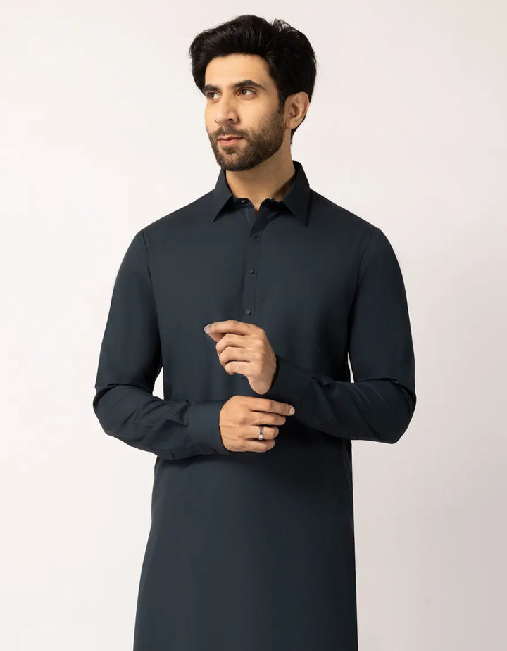 Blended Midnight Blue Shalwar Kameez - J. Junaid Jamshed