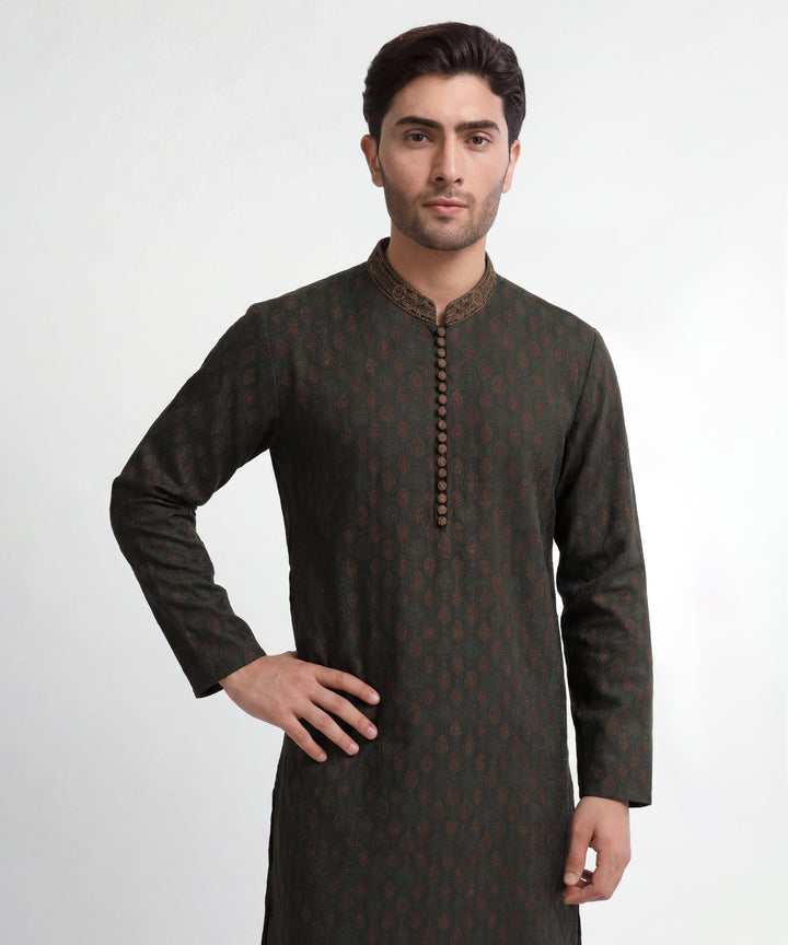Polyester Green Special Kurta - J. Junaid Jamshed