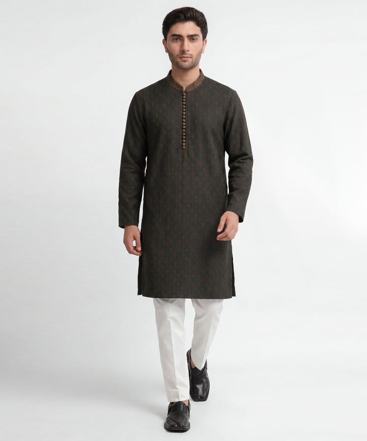 Polyester Green Special Kurta - J. Junaid Jamshed