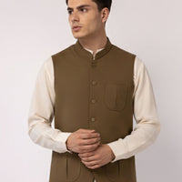 Blended Camel Waist Coat - J. Junaid Jamshed