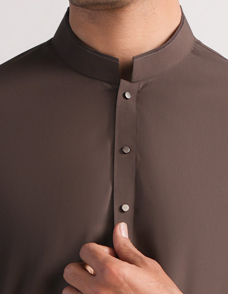 Blended Brown Kurta Trouser - J. Junaid Jamshed