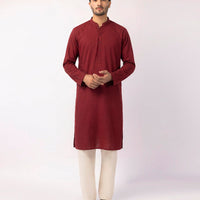 Cotton Maroon Kurta Trouser - J. Junaid Jamshed