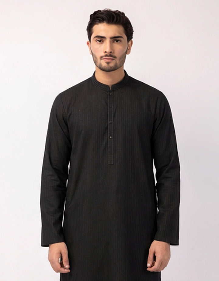 Cotton Black Kurta - J. Junaid Jamshed
