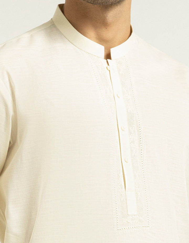 Cotton Cream Kurta Trouser - J. Junaid Jamshed